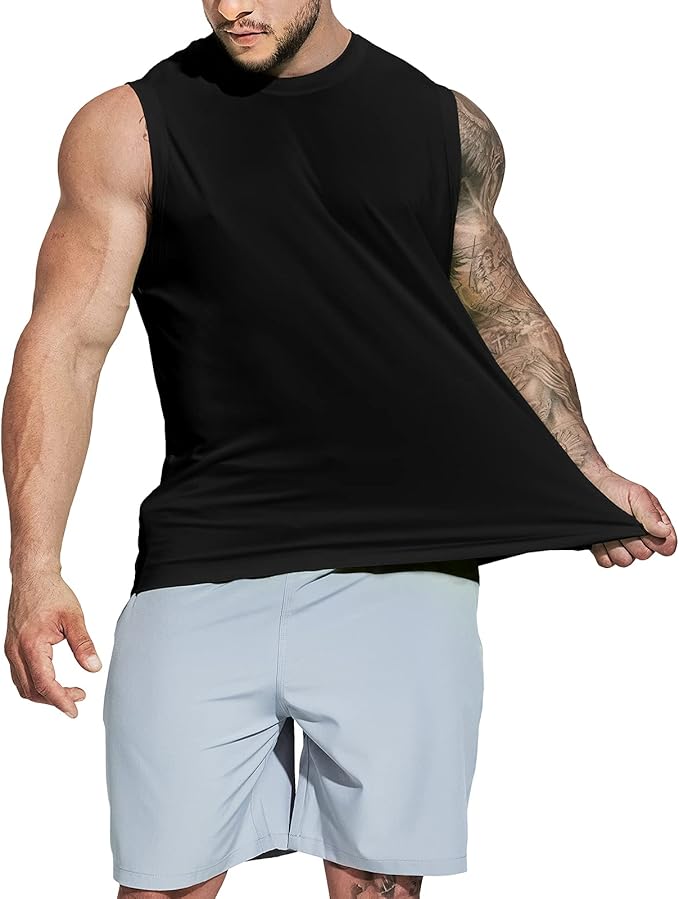 MIER Men's Workout Tank Tops UPF 50+ Swim Shirts Quick Dry Running Sleeveless UV Protection Muscle Tees