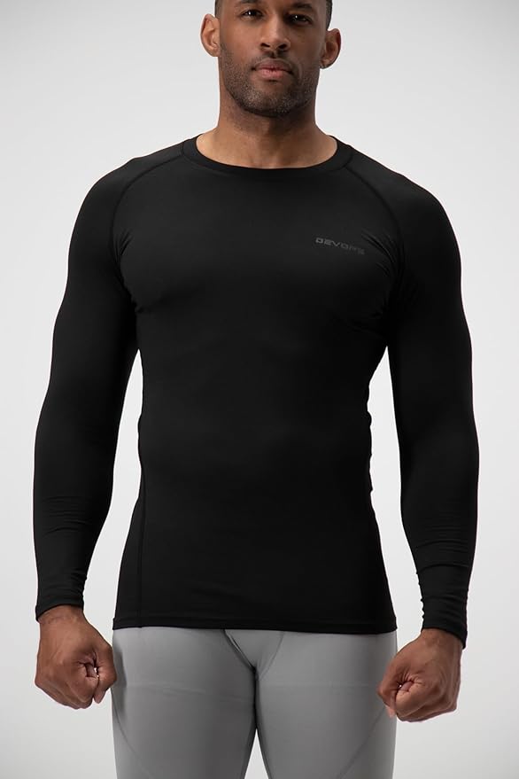DEVOPS 2 Pack Men's Thermal Long Sleeve Compression Shirts