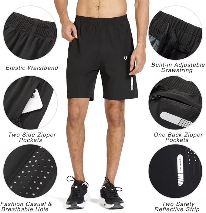 NORTHYARD Men's Athletic Running Shorts Quick Dry Workout Shorts 7"/ 5"/ 9" Lightweight Sports Gym Basketball Tennis Hiking