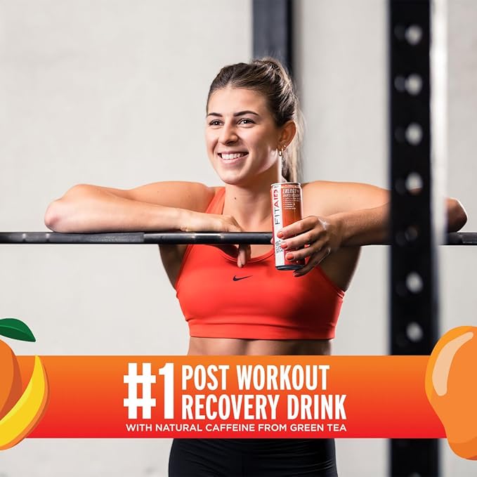 FITAID ENERGY, 200mg Natural Caffeine, Keto, Mango Sorbet, Optimum Performance Formula: BCAAs, Quercetin, Electrolytes, Omega-3s, 15 calories, Paleo, Vegan & Gluten-Free 12 Fl Oz (Pack of 12)