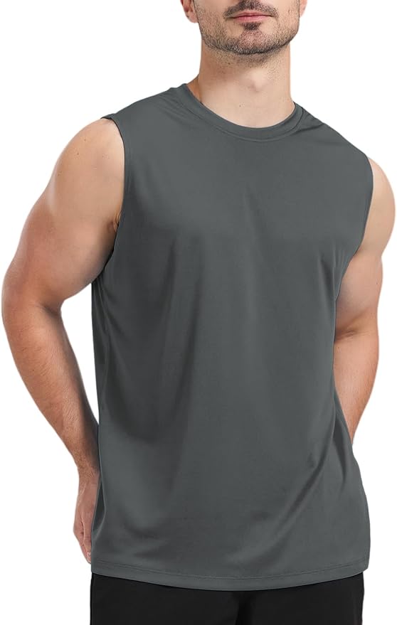 Men's Sleeveless UPF 50+ Swim Shirts Quick Dry Workout Tank Top UV Protection Running Gym Muscle T Shirts