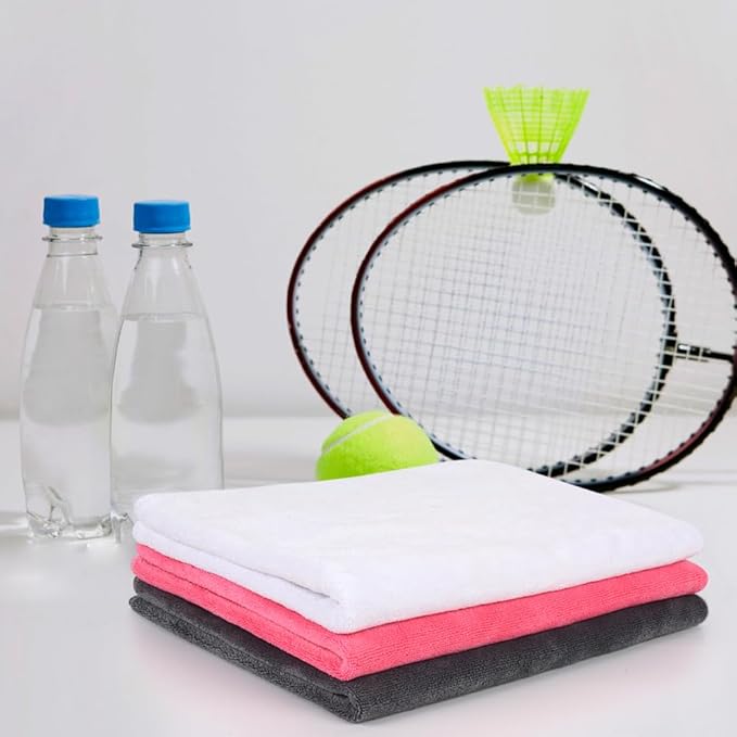 SINLAND Microfiber Gym Towels Sports Fitness Workout Sweat Towel Super Soft and Absorbent 3 Pack 16 Inch X 32 Inch