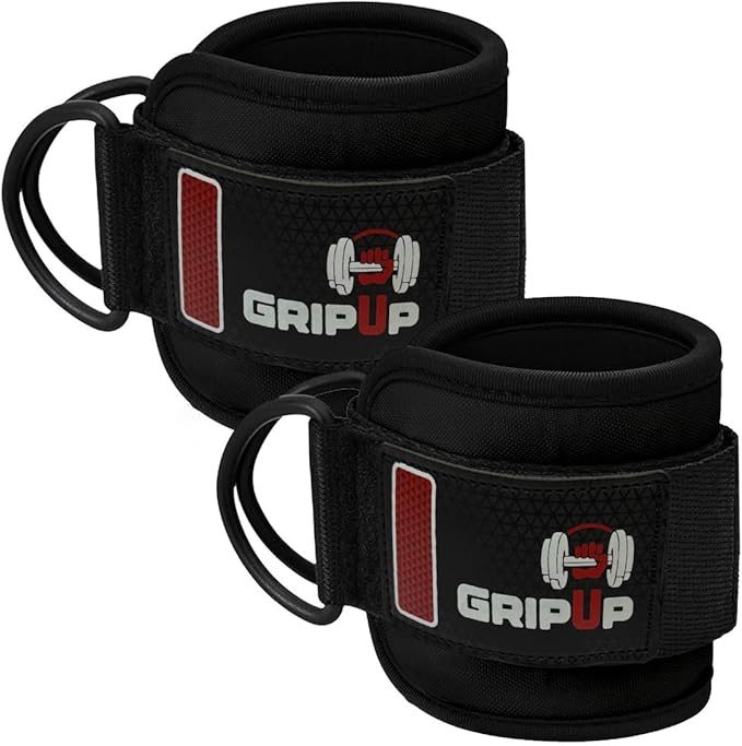 Adjustable Neoprene Ankle Straps for Cable Machines – Heavy Duty Ankle Cuffs for Leg Workouts, Kickbacks, Glute Training, Resistance Bands – Secure Fit for Women & Men (Pair, Black)