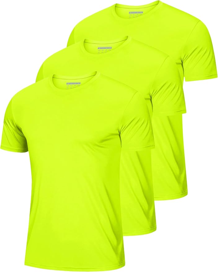 MAGCOMSEN 3 Pack Men's Short Sleeve Quick Dry Shirts Moisture Wicking UPF 50+ Athletic Running Gym Workout Swim T-Shirts