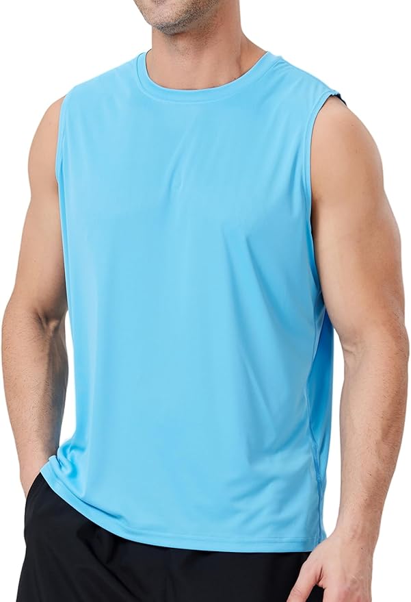 Men's Sleeveless UPF 50+ Swim Shirts Quick Dry Workout Tank Top UV Protection Running Gym Muscle T Shirts