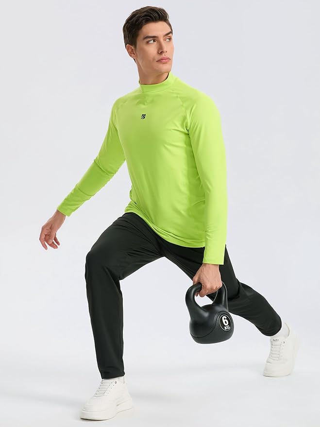 Mens Long Sleeve Turtleneck Workout Shirts Moisture Wicking Mock Neck Double Sides Brushed T-Shirts