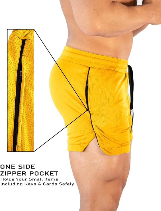 FLYFIREFLY Men's Gym Workout Shorts Running Lightweight Athletic Short Pants Bodybuilding Training