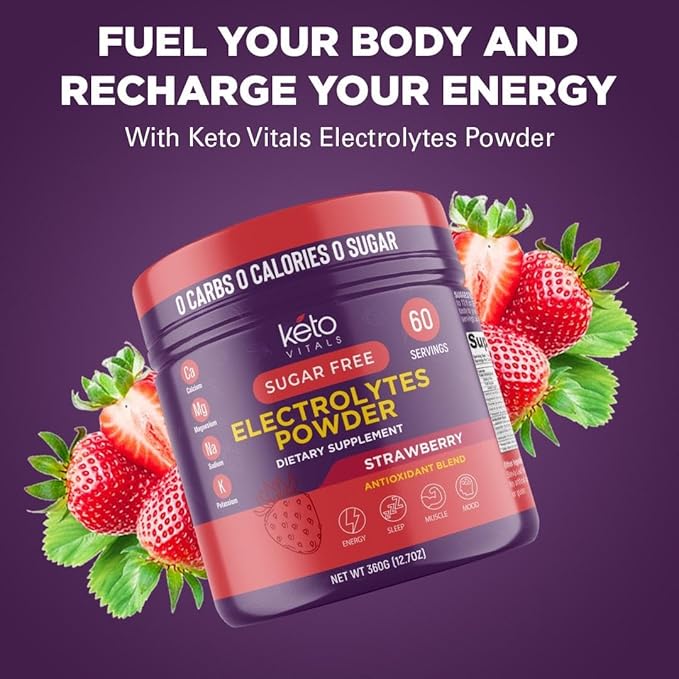 Keto Vitals Antioxidant Electrolytes Powder - Blend Electrolytes with Potassium, Magnesium, Sodium, Calcium | Keto Electrolytes Supplement Energy Drink Mix | Sugar-Free, Zero Calories, Zero Carbs