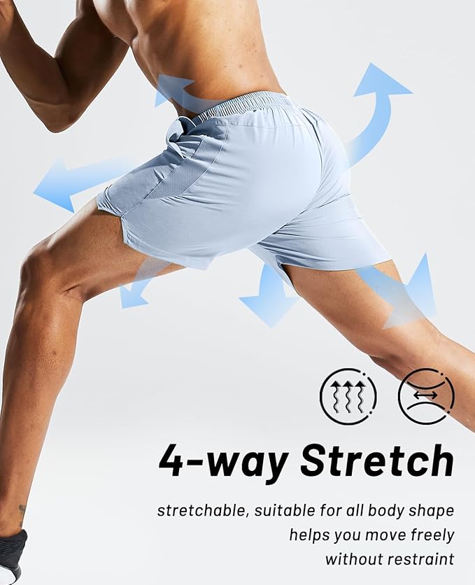 MIER Men's Workout Running Shorts Quick Dry Active 5 Inches Shorts with Pockets, Lightweight, Breathable