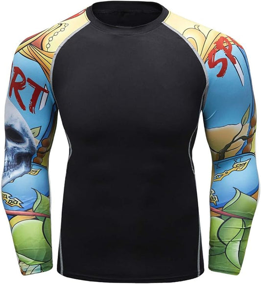 Men's Soft Fit Long Sleeve Workout Rashguard Cool Dry Compression Fitness Shirt