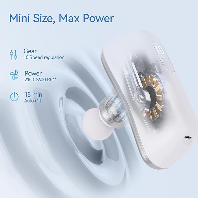 KingPavonini Mini Massage Gun with All-in-One Storage Case, Pocket-Sized Small Massage Gun Deep Tissue, 0.5 lbs Portable Percussion Massager for Travel, Gym, Gift for Women Men