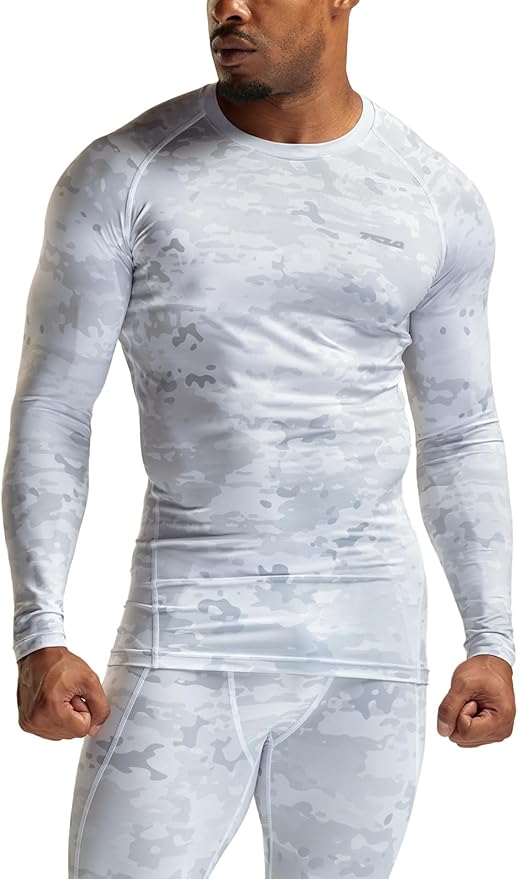 TSLA Men's UPF 50+ Compression Shirts, Cool Dry Long Sleeve Athletic Tops, Sports Baselayer Workout Shirt