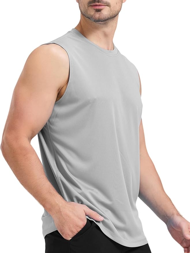Men's Sleeveless UPF 50+ Swim Shirts Quick Dry Workout Tank Top UV Protection Running Gym Muscle T Shirts