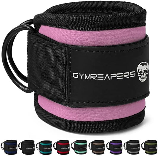 Gymreapers Ankle Straps For Cable Machine Kickbacks, Glute Workouts, Lower Body Exercises - Adjustable Leg Straps with Neoprene Padding