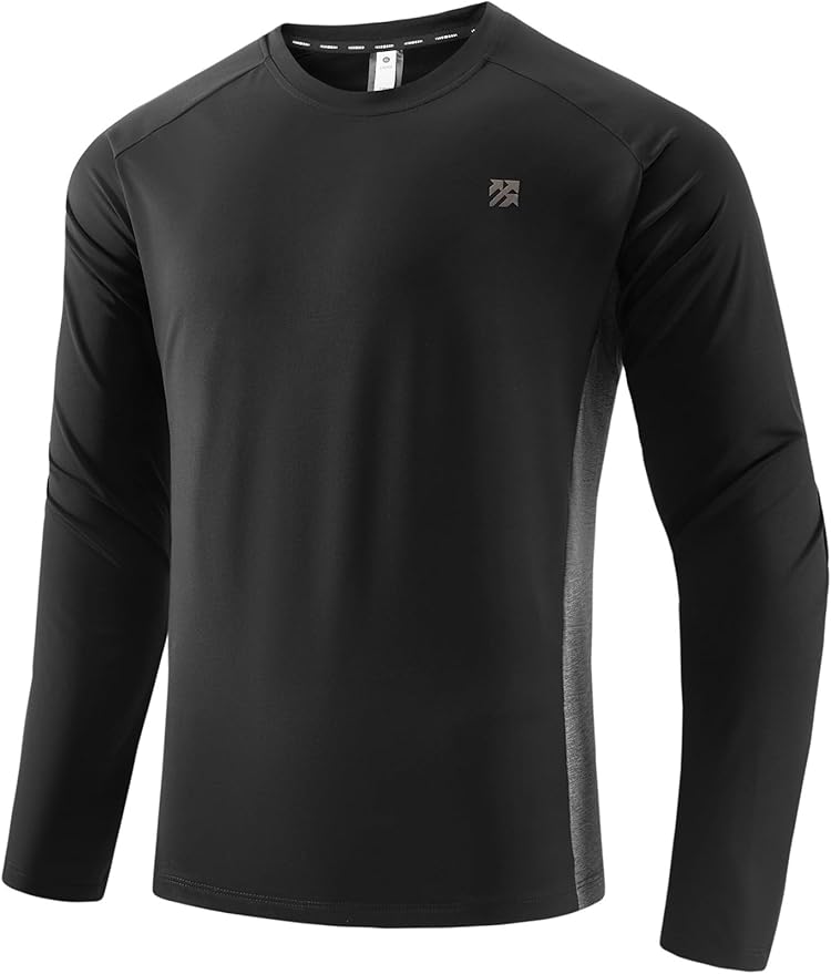 Mens Long Sleeve Turtleneck Workout Shirts Moisture Wicking Mock Neck Double Sides Brushed T-Shirts