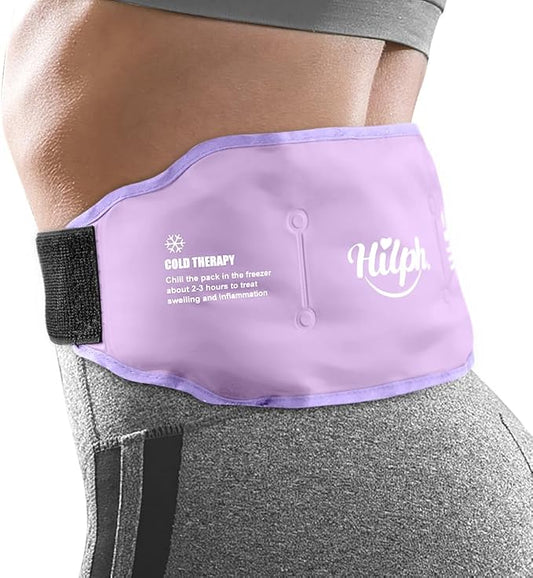 Hilph Low Back Ice Pack Wrap for Pain Relief, Reusable Ice Pack Belt Hot Cold Therapy for Low Back Pain, Lumbar Surgery, Sciatic Nerve, Coccyx, Tailbone Pain (Purple)