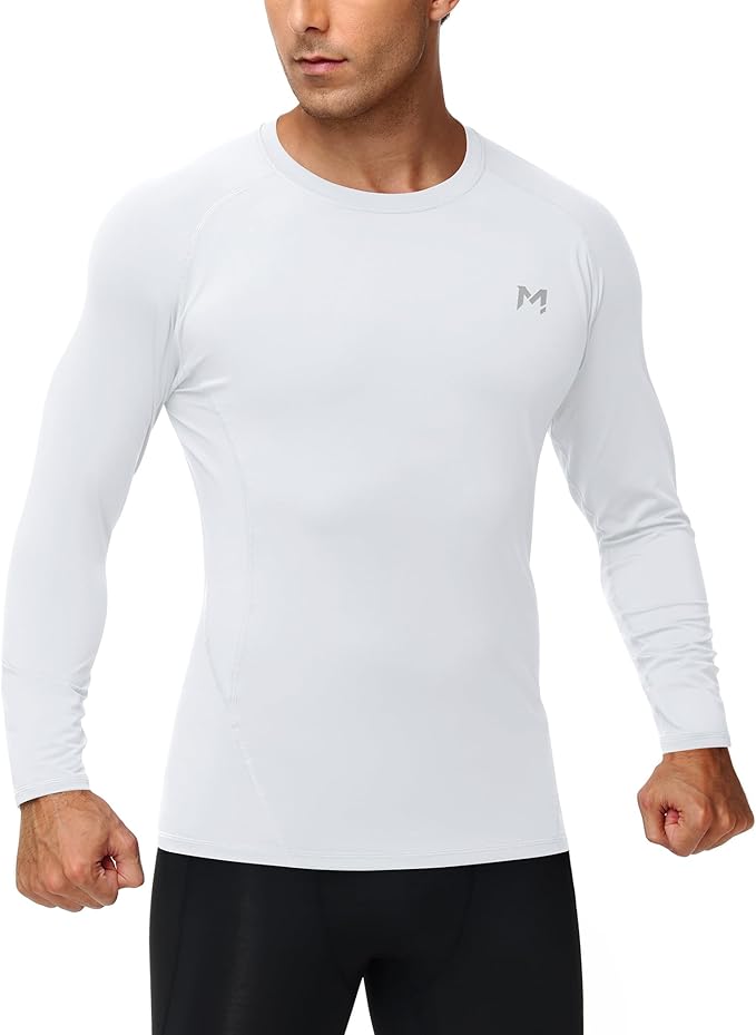 Mens Compression Shirt Long Sleeve Quick Dry Athletic Workout Gym T-Shirt SPF Running Top Sport Undershirt Base Layer