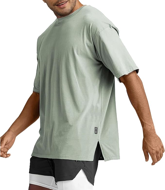 Men's Oversized Workout T-Shirts Lightweight Quick Dry Short Sleeve Tshirts Crew Neck Loose Fit Athletic Tops