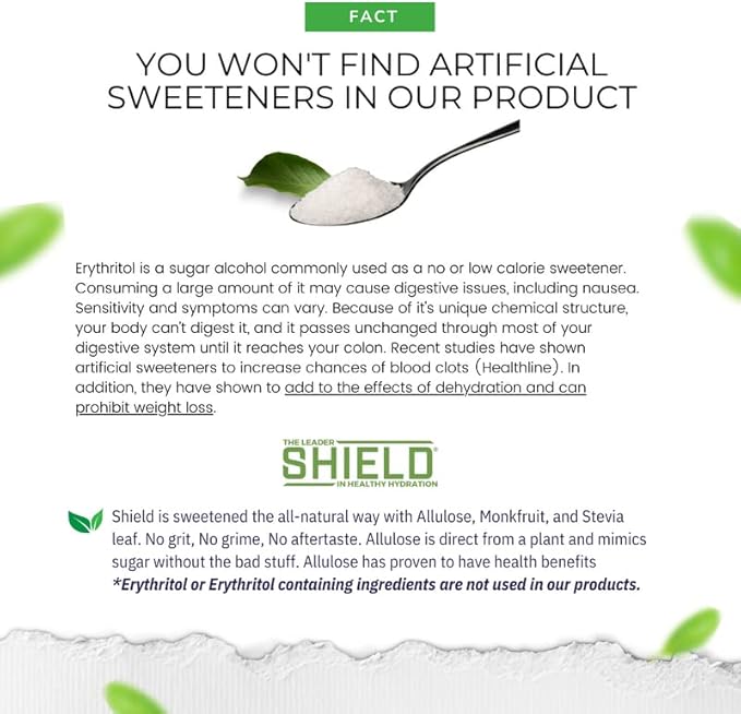 SHIELD Zero | Sugar-Free Electrolyte Replenisher Powder Packets | Natural Ingredients| Clean & Clear with no Dyes and No Artificial Sweeteners | Electrolyte Replenisher | Sugar Free Electrolyte Drink