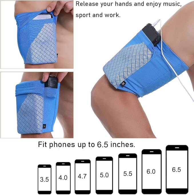 Universal Sports Armband for All Phones. Cell Phone Armband for Running, Fitness and Gym Workouts (iPhone X/8/7/6/Plus,Samsung Galaxy S9/S8/S7/S6/Edge/Plus & LG, Google & More) Blue, Large