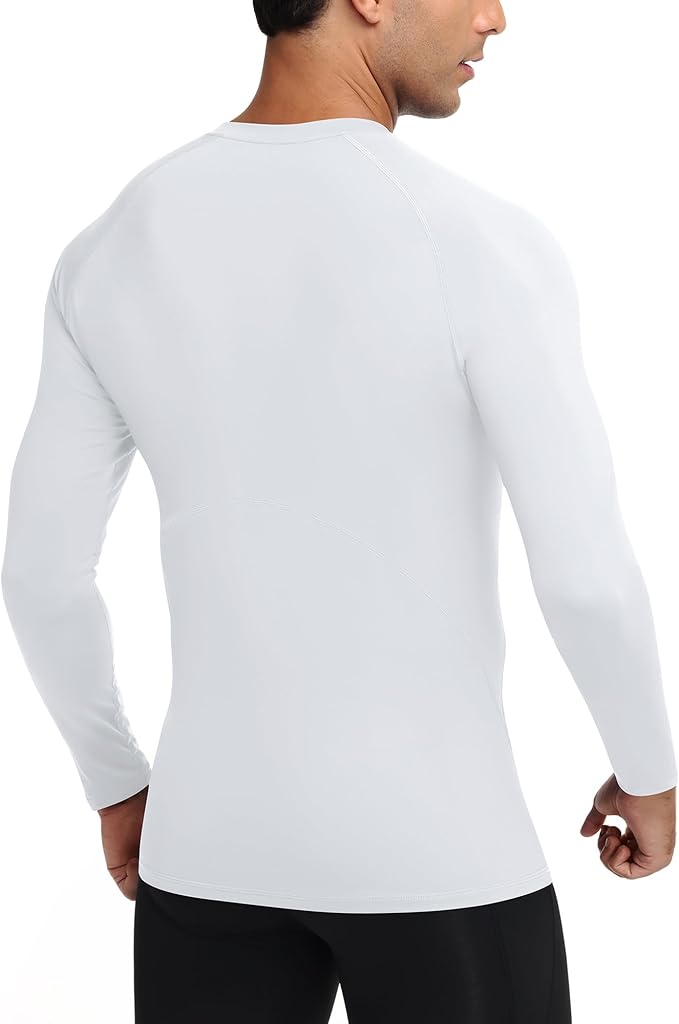 Mens Compression Shirt Long Sleeve Quick Dry Athletic Workout Gym T-Shirt SPF Running Top Sport Undershirt Base Layer