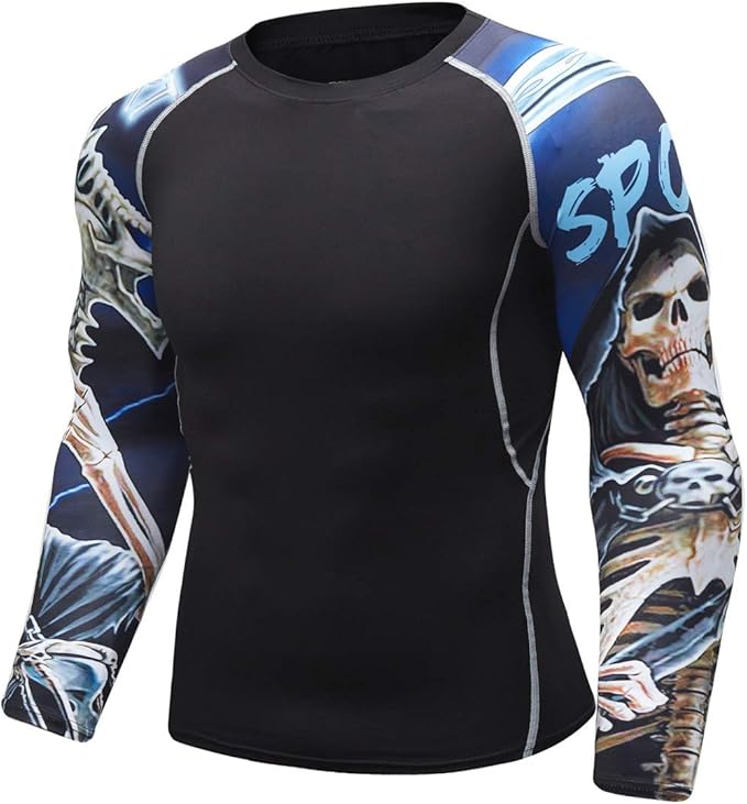 Men's Soft Fit Long Sleeve Workout Rashguard Cool Dry Compression Fitness Shirt