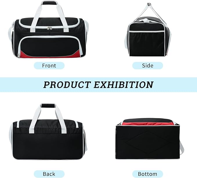 Mens Gym Bag 21 inch Large Overnight Weekender Duffle Bag for Travel Sport-White/Black