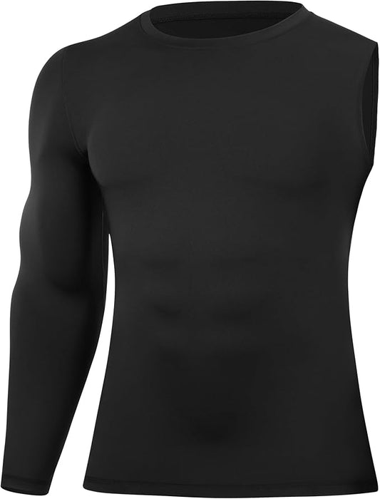 Runhit Men's Basketball One Arm Compression Shirts Long Sleeve 1/2 Single Arm Athletic Undershirt Workout Base Layer Top
