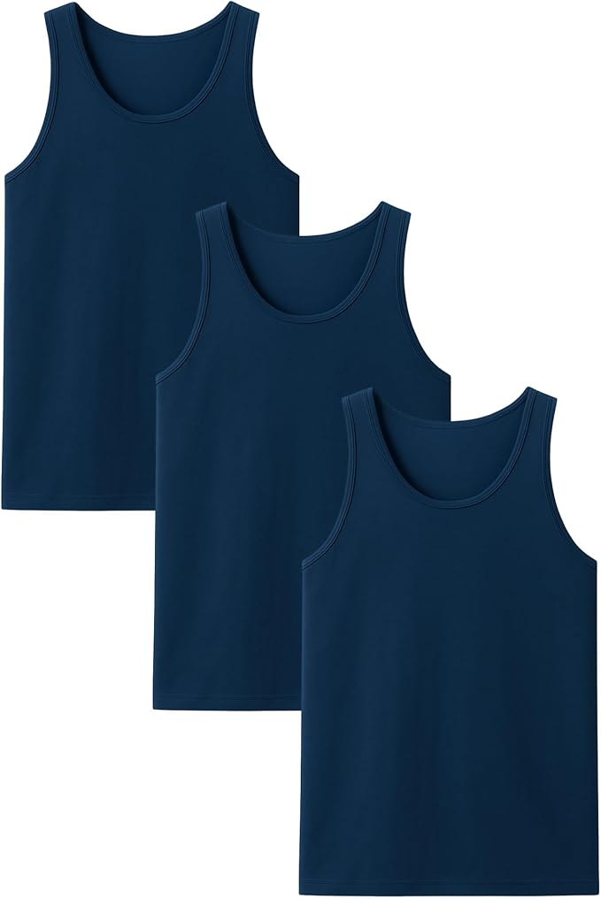 POFF Men’s Tank Top 3-Pack – Sleeveless Shirts for Gym & Workout, 100% Cotton Muscle Fit, Breathable Athletic Wear
