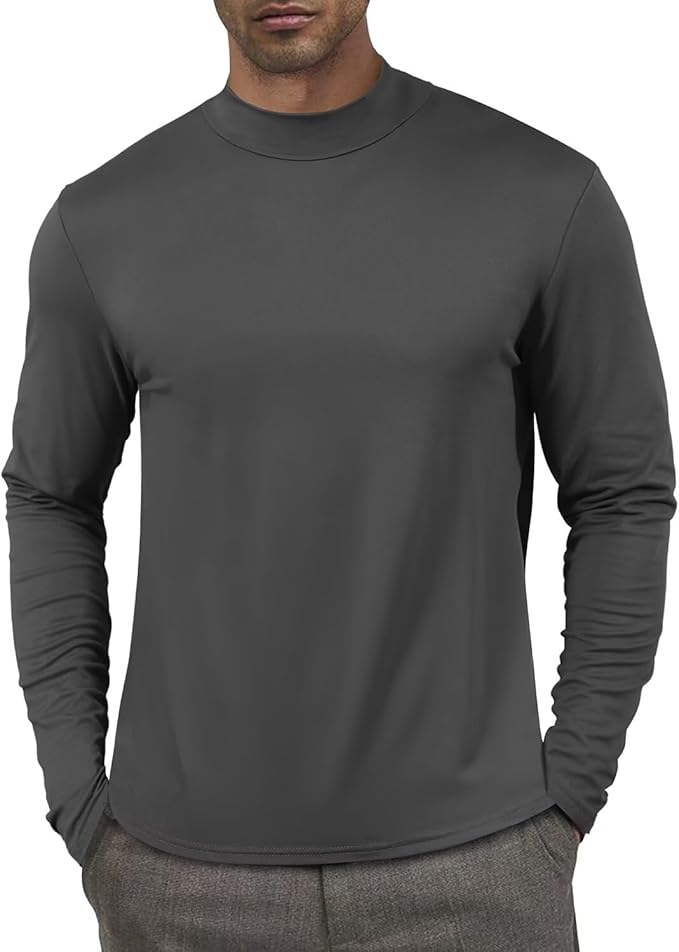 Men's Fashion Shirts Long Sleeve Mock Turtleneck T-Shirts Casual Thermal Undershirt Tops