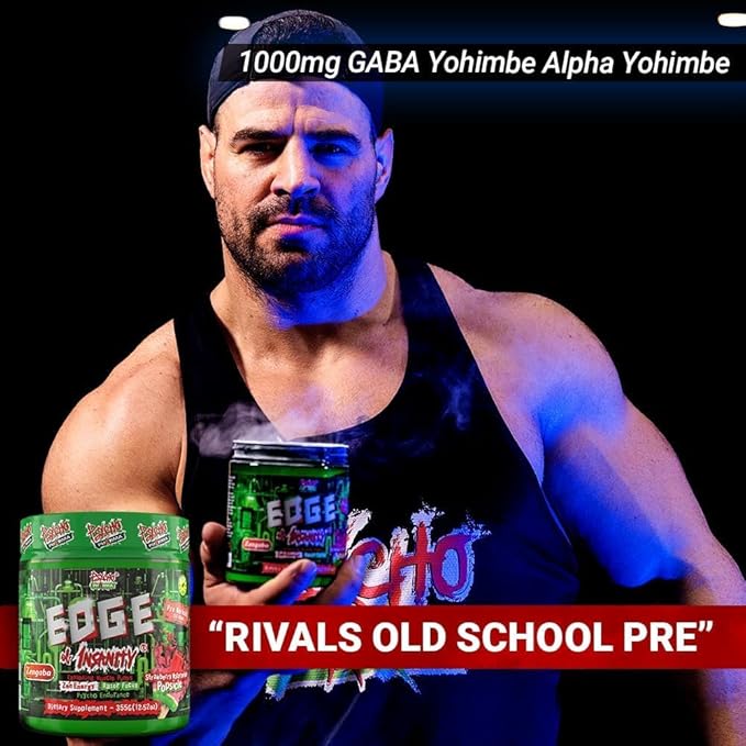 Psycho Pharma New Perfect Powders with Zengaba Energy Feel Good Focus Edge of Insanity - Most Intense Workout Powder for Focus, Strength & Energy (MaliBlue Blast)