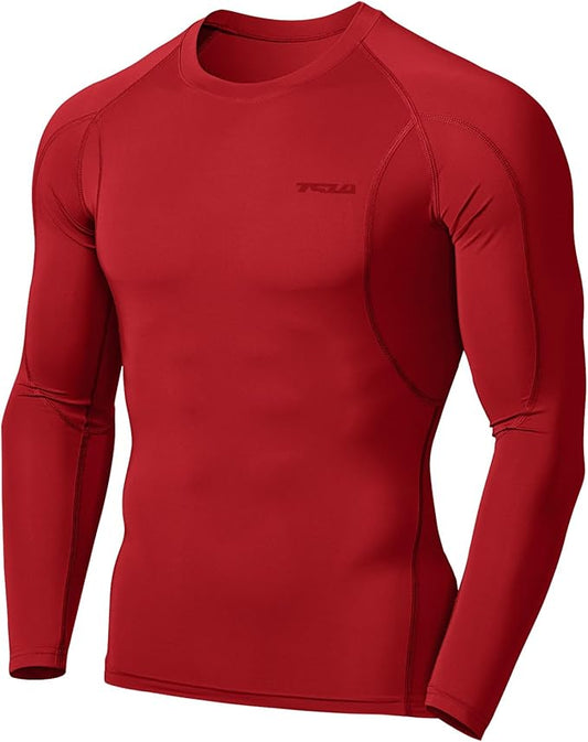 TSLA Men's UPF 50+ Compression Shirts, Cool Dry Long Sleeve Athletic Tops, Sports Baselayer Workout Shirt