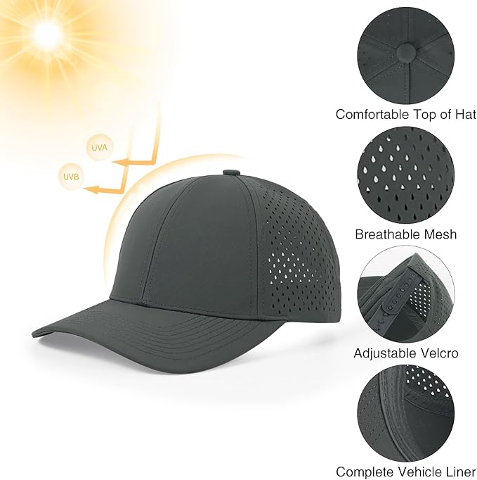 Quick Dry Baseball Cap Curved Brim Snapback Hat Laser Cut Mesh Ball Cap Golf Ball Cap for Men Women