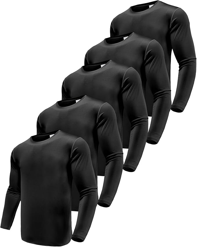 Men's 1, 3 or 5 Pack Performance Long Sleeve T-Shirts, UPF 50+ Sun Protection Shirts, Athletic Gym Workout Shirts for Running