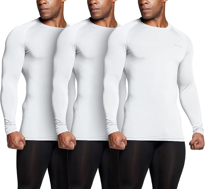 TSLA Men's UPF 50+ Compression Shirts, Cool Dry Long Sleeve Athletic Tops, Sports Baselayer Workout Shirt