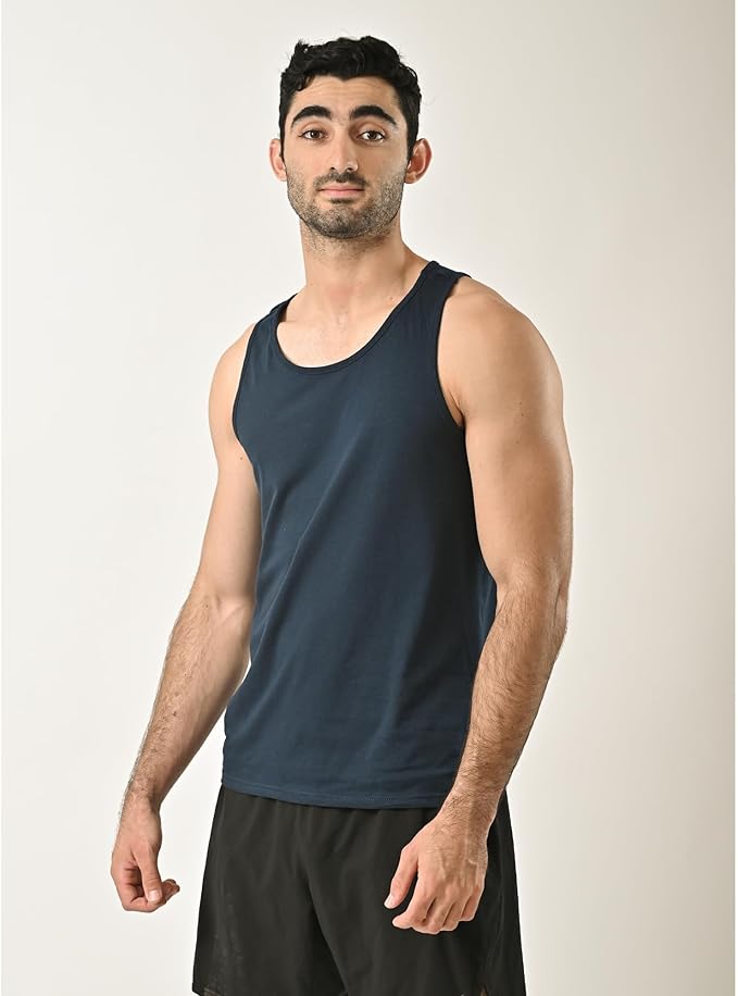 POFF Men’s Tank Top 3-Pack – Sleeveless Shirts for Gym & Workout, 100% Cotton Muscle Fit, Breathable Athletic Wear