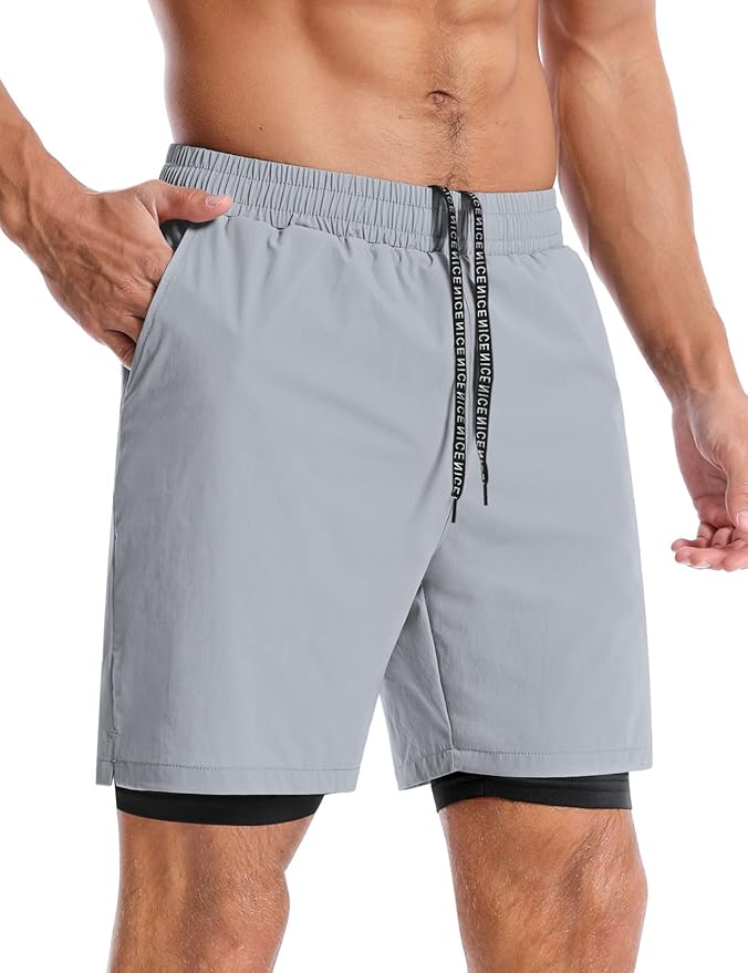Aolesy Men's 5''/7'' Running Shorts Quick Dry Workout Gym Shorts with Pockets, Tennis Training Athletic（Linerless & Liner）