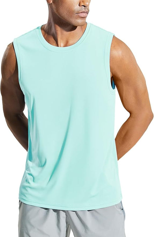 MIER Men's Workout Tank Tops UPF 50+ Swim Shirts Quick Dry Running Sleeveless UV Protection Muscle Tees