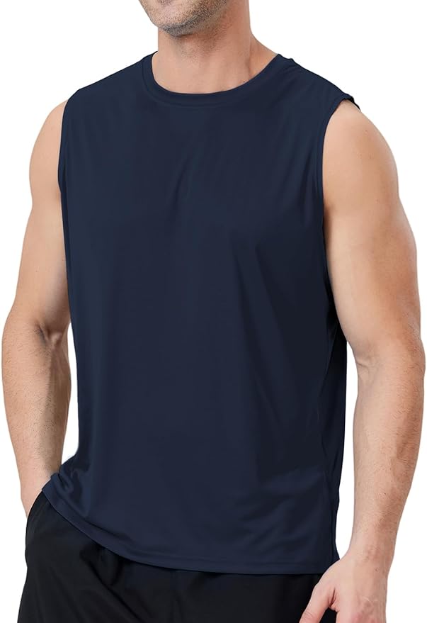 Men's Sleeveless UPF 50+ Swim Shirts Quick Dry Workout Tank Top UV Protection Running Gym Muscle T Shirts