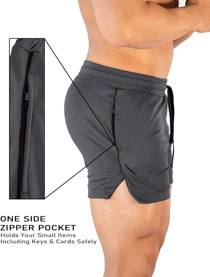 FLYFIREFLY Men's Gym Workout Shorts Running Lightweight Athletic Short Pants Bodybuilding Training