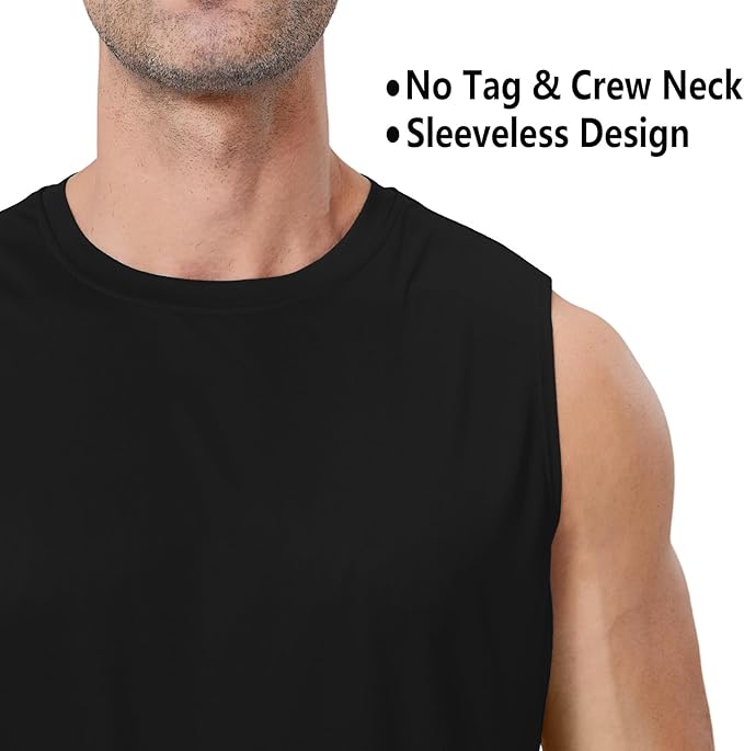Men's Sleeveless UPF 50+ Swim Shirts Quick Dry Workout Tank Top UV Protection Running Gym Muscle T Shirts