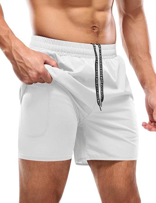 Aolesy Men's 5''/7'' Running Shorts Quick Dry Workout Gym Shorts with Pockets, Tennis Training Athletic（Linerless & Liner）
