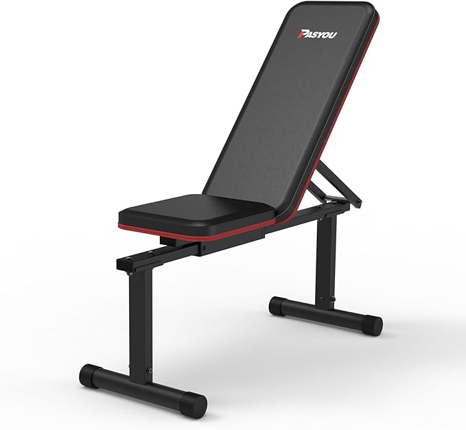 PASYOU Flat Weight Bench, Adjustable Strength Training Bench, Workout Bench for Home Gym, Multifunctional Exercise Bench