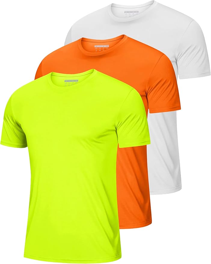 MAGCOMSEN 3 Pack Men's Short Sleeve Quick Dry Shirts Moisture Wicking UPF 50+ Athletic Running Gym Workout Swim T-Shirts