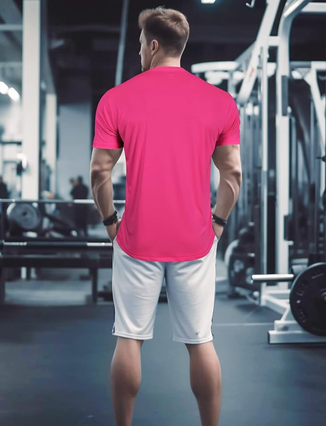 Mens Workout Shirts Fitted, Quick Dry Gym Tshirts Running Athletic Top Moisture Wicking Tee