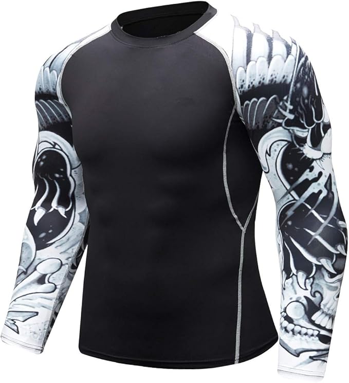 Men's Soft Fit Long Sleeve Workout Rashguard Cool Dry Compression Fitness Shirt