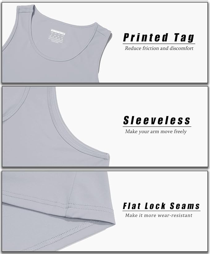 MAGCOMSEN Men's UPF 50+ Tank Top Quick Dry Summer Workout Muscle Sleeveless Shirts for Swim Beach Bodybuilding