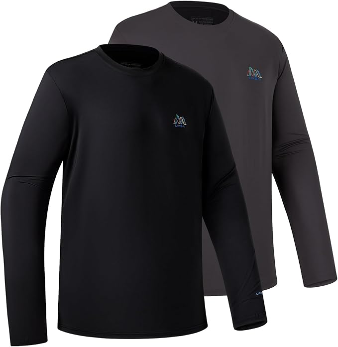 Men’s UPF 50+ Long Sleeve Performance T-Shirts Permanent UV Protective Quick Dry for Everyday Hiking Fishing Beach