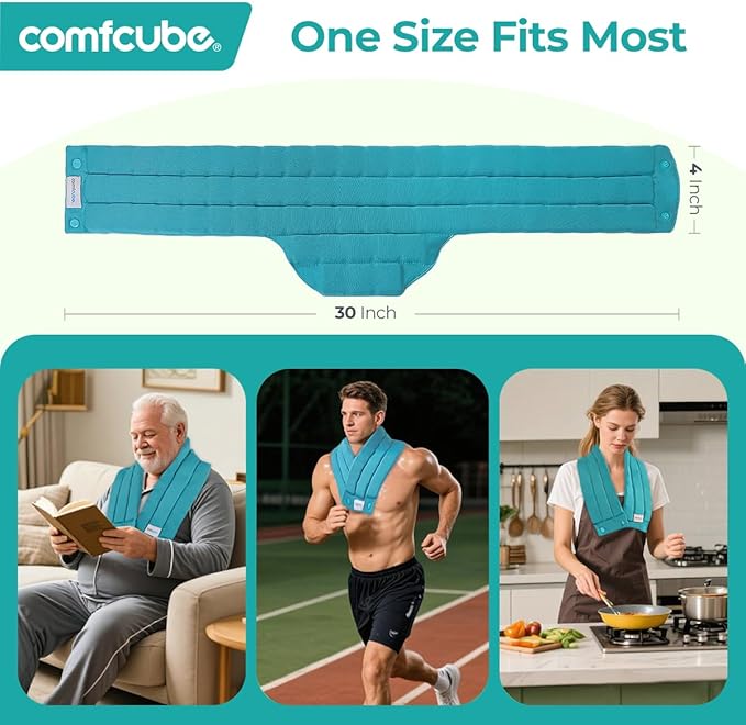 Neck Ice Pack Wrap for Cervical Pain and Cooling, 2 Hours Long Lasting Cold Ice Pack for Neck Shoulders, FSA Eligible, Flexible Cold Pack for Hot Weather, Hot Flashes, Surgery, Swelling