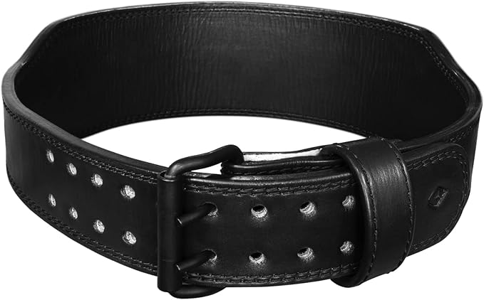 Gymreapers Leather Weightlifting Belt for Bodybuilding, Squatting, Lower Back Support & Back Pain - Real Leather, Adjustable Buckle Sizing - Men Women